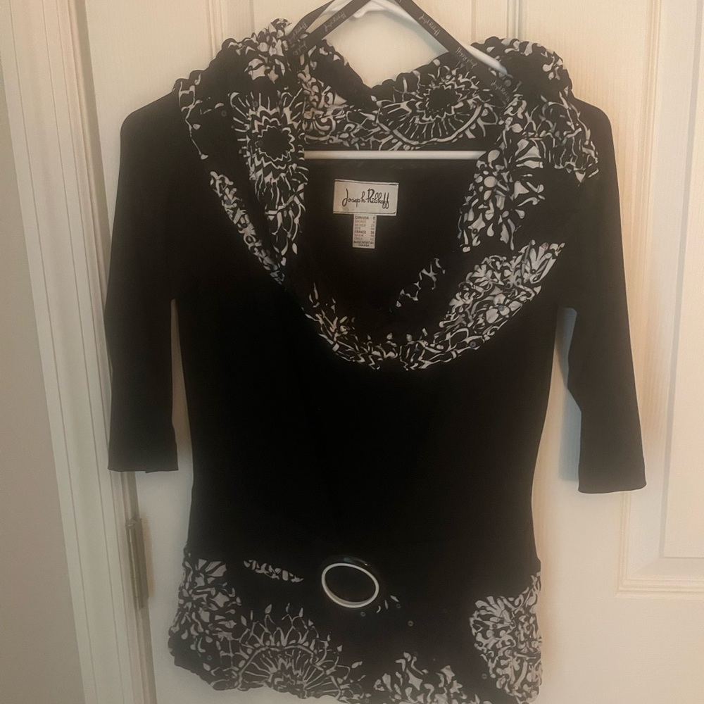 Joseph Ribkoff Monochrome Patterned Blouse